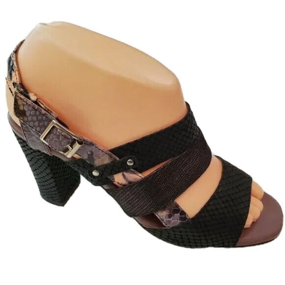 LN! Anyi Lu Python Heel Sandals womens size 36.5 / 6 Mixed Animal Print textures